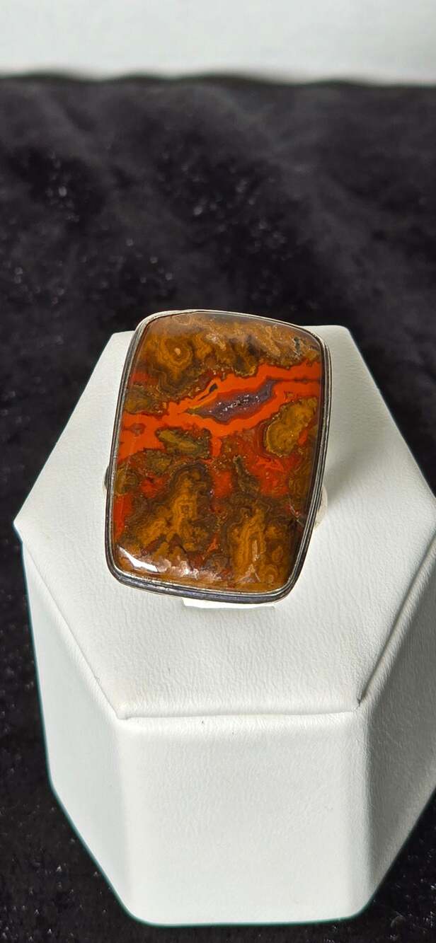 171 - Crazy Lace Agate Ring - Sterling Silver - Size 8.75